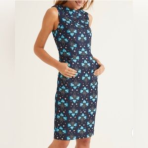 Boden Martha Navy Blue Floral Sheath Dress Size US 8 NWT
